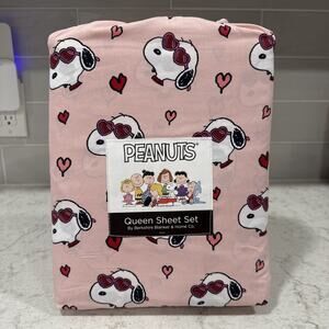 VALENTINE Snoopy QUEEN Sheet Set Berkshire Sheets Snoopy Heart Glasses Joe Cool